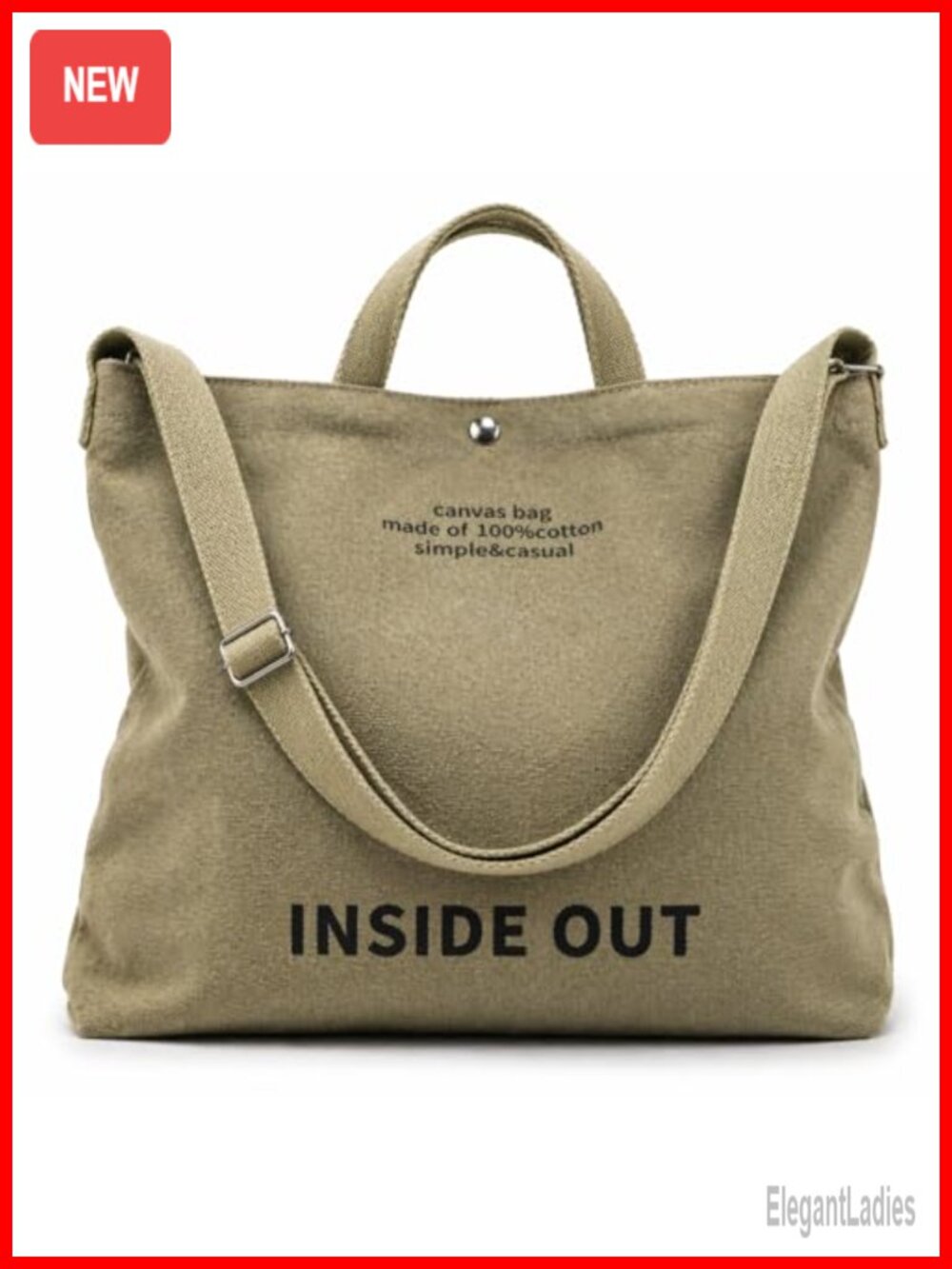 16oz Cotton Canvas Tote Bag Women Adjustable Strap